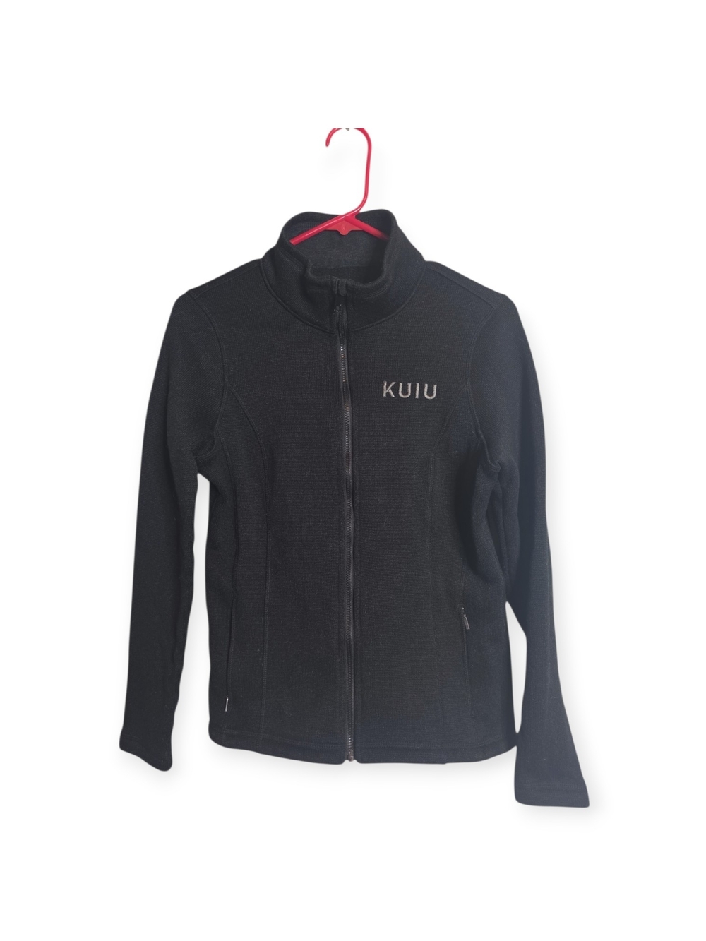 Womens KUIU Base Camp sweater fleece zip-up jacket in black, size medium
